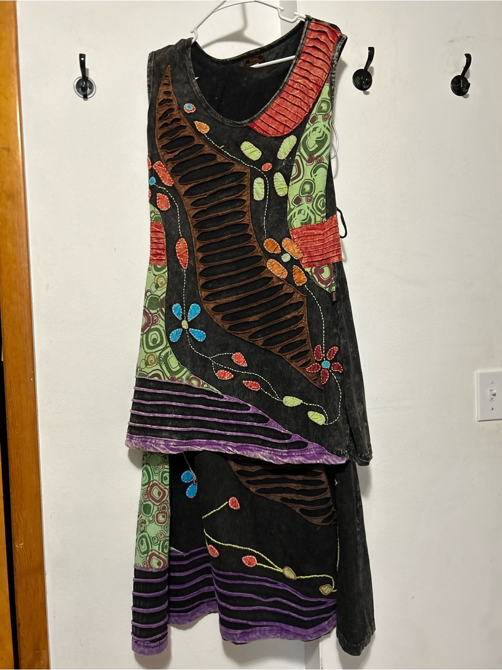 Handmade Vintage Nepalese tunic top and matching skirt